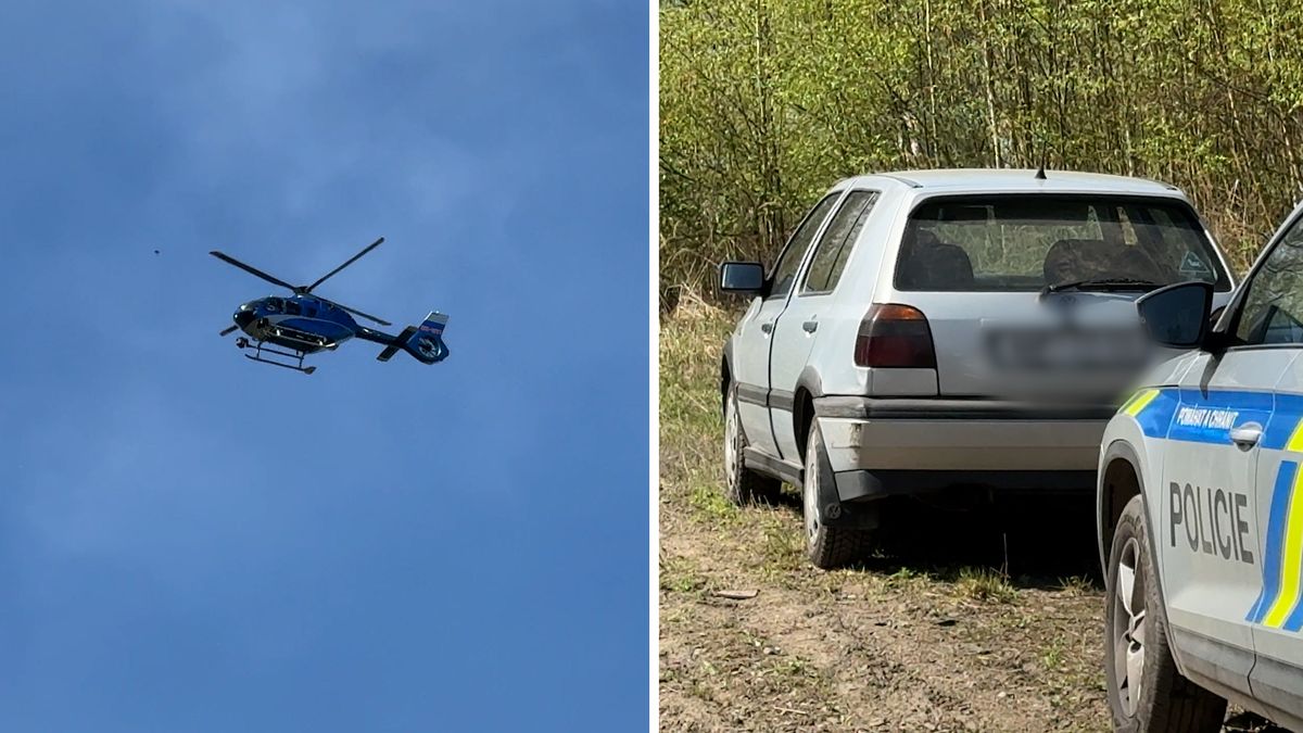 Podezřelý z krádeže auta utekl u Prahy před policisty do lesa, hledal ho vrtulník